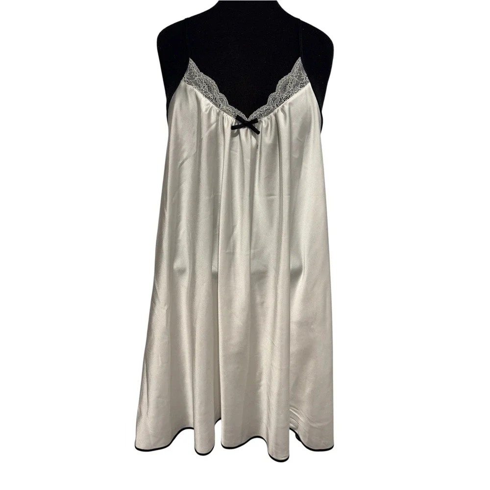 Kate Spade Dream a Little Dream White Satin Lace Racerback Chemise Size 1 ECU
